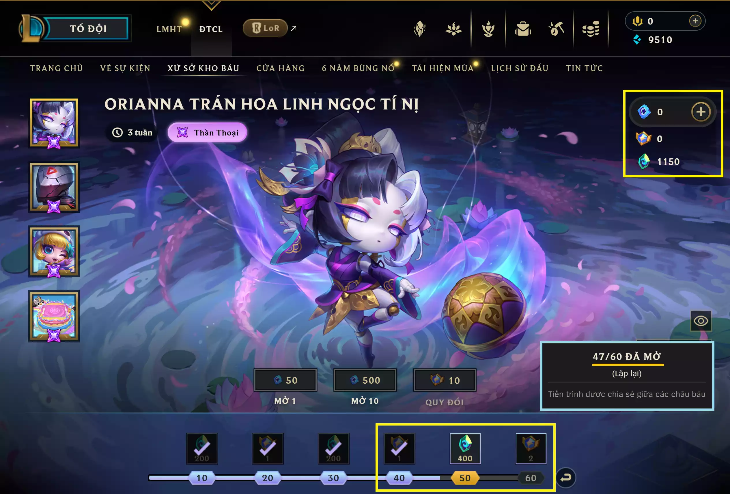 Ảnh 📮 TFT - VIP Ngon ▶ Yone Tà Ảnh Song Kiếm Tí Nị ▶ Siêu Phẩm: Vayne Đột Phá ▶ Kaisa Tí Nị - Sona Tí Nị - Set Tí Nị - Blitz Tí Nị 🧧 Sàn Đấu - Siêu Phẩm Rìa Tòa Nhà Công Nghệ 🌠 Chưởng Limit - Hoa Linh Đoạt Mệnh 🌠 Chưởng Limit - Siêu Phẩm: Mũi Tên Bạc ➡️ Vòng Quay Huy Chương (47/60) ➡️ Dư 1.150 Pha Lê 🍁 Unrank - CĐHH ✅ 4 Cổng Dịch Chuyển VIP